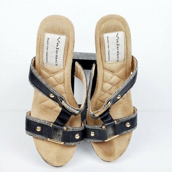 AJ Valenci Women's Black Buckle Wedge Sandals #902752 Sz 7.5M EUC - Picture 4 of 10